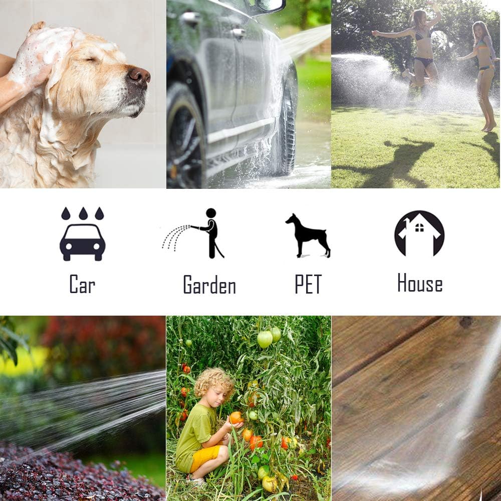 Garden Hose Spray Nozzle - 10 Adjustable Patterns Metal High Pressure Hose Nozzle with Thumb Control Design, Hose Sprayer for Garden & Lawns Watering, Cleaning, Pets & Car Washing