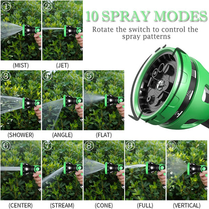 Garden Hose Spray Nozzle - 10 Adjustable Patterns Metal High Pressure Hose Nozzle with Thumb Control Design, Hose Sprayer for Garden & Lawns Watering, Cleaning, Pets & Car Washing