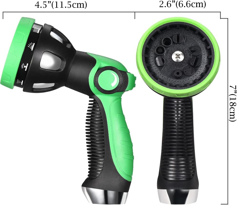 Garden Hose Spray Nozzle - 10 Adjustable Patterns Metal High Pressure Hose Nozzle with Thumb Control Design, Hose Sprayer for Garden & Lawns Watering, Cleaning, Pets & Car Washing