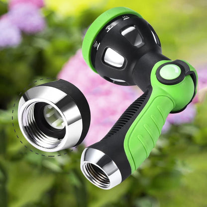 Garden Hose Spray Nozzle - 10 Adjustable Patterns Metal High Pressure Hose Nozzle with Thumb Control Design, Hose Sprayer for Garden & Lawns Watering, Cleaning, Pets & Car Washing