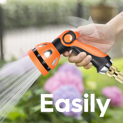 Garden Hose Spray Nozzle - 10 Adjustable Patterns Metal High Pressure Hose Nozzle with Thumb Control Design, Hose Sprayer for Garden & Lawns Watering, Cleaning, Pets & Car Washing