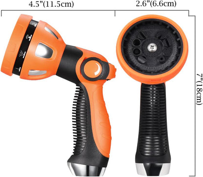 Garden Hose Spray Nozzle - 10 Adjustable Patterns Metal High Pressure Hose Nozzle with Thumb Control Design, Hose Sprayer for Garden & Lawns Watering, Cleaning, Pets & Car Washing