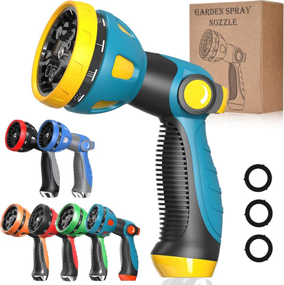 Garden Hose Spray Nozzle - 10 Adjustable Patterns Metal High Pressure Hose Nozzle with Thumb Control Design, Hose Sprayer for Garden & Lawns Watering, Cleaning, Pets & Car Washing