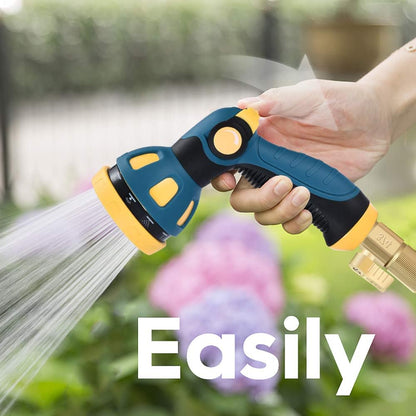 Garden Hose Spray Nozzle - 10 Adjustable Patterns Metal High Pressure Hose Nozzle with Thumb Control Design, Hose Sprayer for Garden & Lawns Watering, Cleaning, Pets & Car Washing