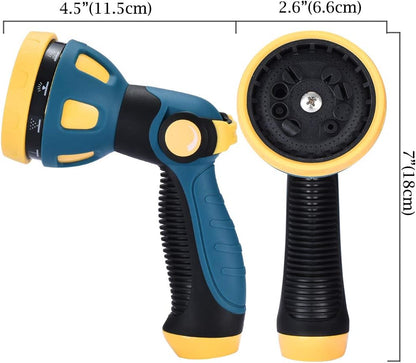 Garden Hose Spray Nozzle - 10 Adjustable Patterns Metal High Pressure Hose Nozzle with Thumb Control Design, Hose Sprayer for Garden & Lawns Watering, Cleaning, Pets & Car Washing