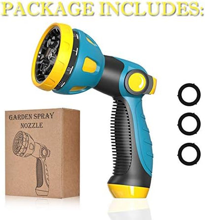 Garden Hose Spray Nozzle - 10 Adjustable Patterns Metal High Pressure Hose Nozzle with Thumb Control Design, Hose Sprayer for Garden & Lawns Watering, Cleaning, Pets & Car Washing