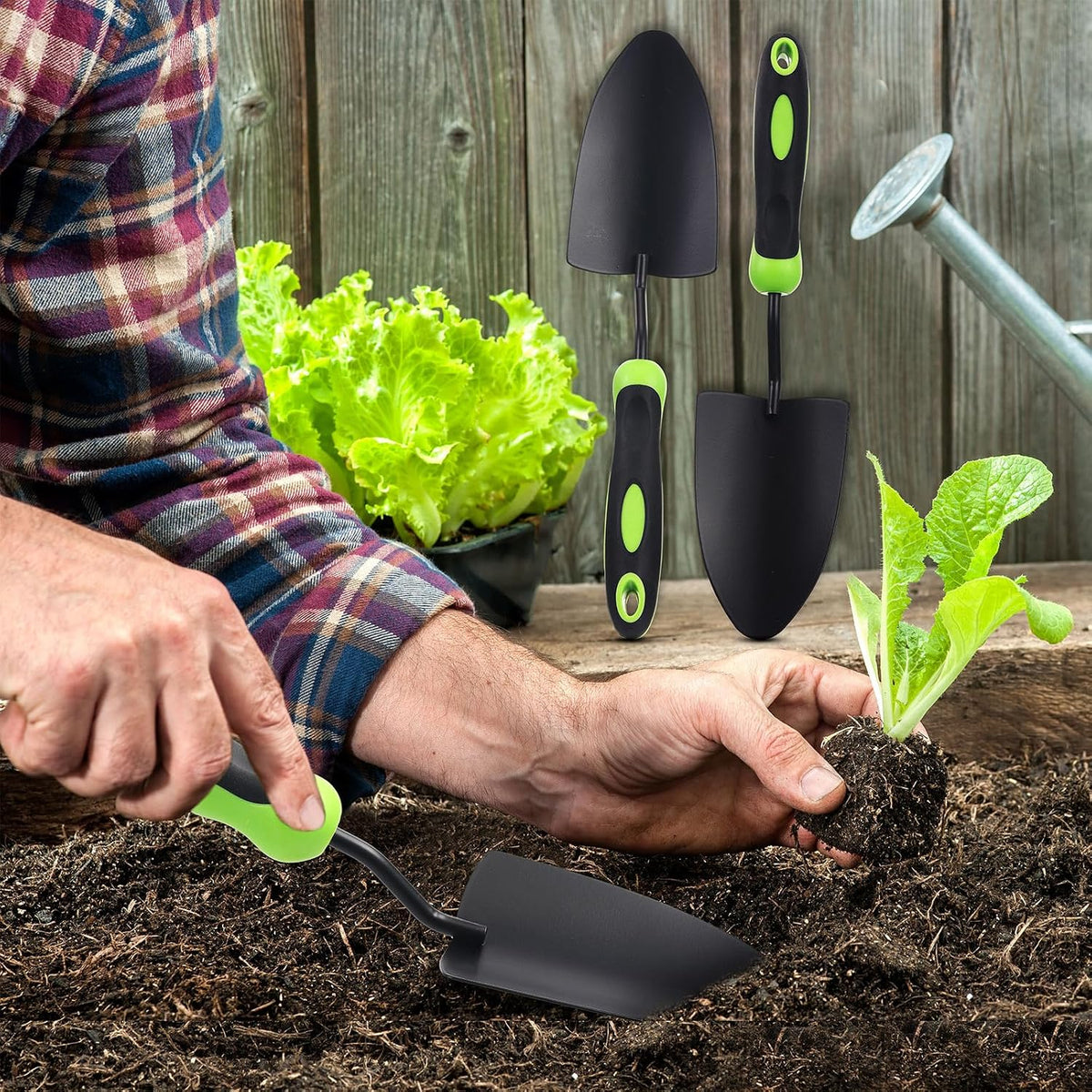 Product Image Garden Shovel Aluminum Alloy Heavy Duty Trowel Garden Tool Small Shovels for Digging Metal Hand Trowel Spade with Soft TPR Handle for Lawn Yard Farm Home Shop Planting(12 Pcs)