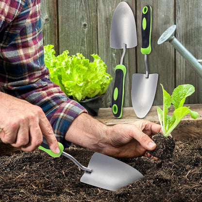 Product Image Garden Shovel Aluminum Alloy Heavy Duty Trowel Garden Tool Small Shovels for Digging Metal Hand Trowel Spade with Soft TPR Handle for Lawn Yard Farm Home Shop Planting(12 Pcs)