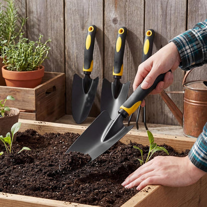 Product Image Garden Shovel Aluminum Alloy Heavy Duty Trowel Garden Tool Small Shovels for Digging Metal Hand Trowel Spade with Soft TPR Handle for Lawn Yard Farm Home Shop Planting(12 Pcs)