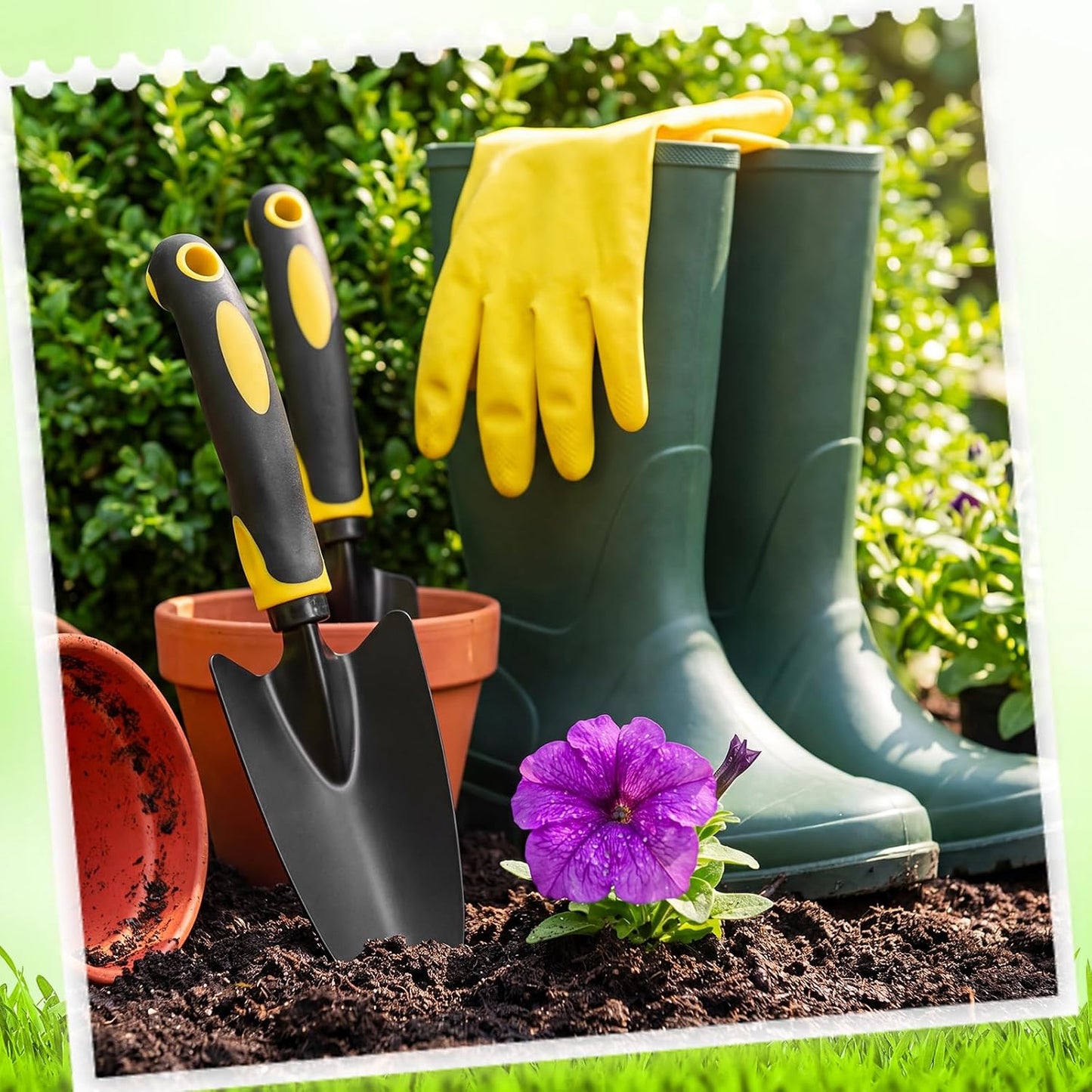 Product Image Garden Shovel Aluminum Alloy Heavy Duty Trowel Garden Tool Small Shovels for Digging Metal Hand Trowel Spade with Soft TPR Handle for Lawn Yard Farm Home Shop Planting(12 Pcs)