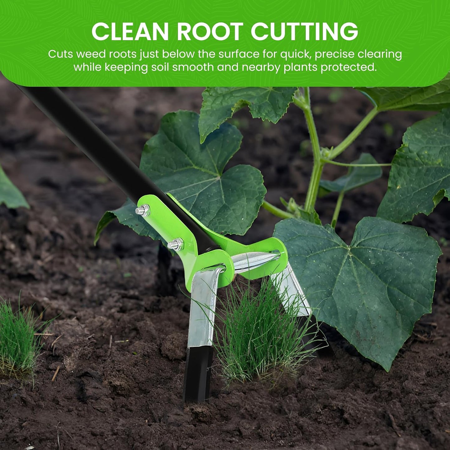 Action Stirrup Hoe Garden Tool, 17.5-Inch Long, with Ergonomic Handle – Rust Resistant Heavy Duty Steel Loop Hoe for Weeding, Planting, Sowing Seeds, Making Furrows & Soil Cultivation