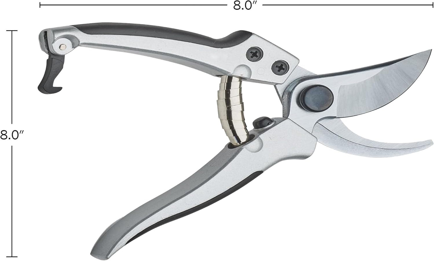 Bypass Pruning Shears for Gardening - 8” Heavy Duty Garden Shears - Spring-Loaded Snap Catch and Ergonomic Grips - Ultra Sharp Rust Resistant Trimming Scissors - Gardening Tools