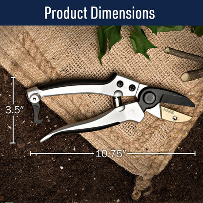 Bypass Pruning Shears for Gardening - 8” Heavy Duty Garden Shears - Spring-Loaded Snap Catch and Ergonomic Grips - Ultra Sharp Rust Resistant Trimming Scissors - Gardening Tools