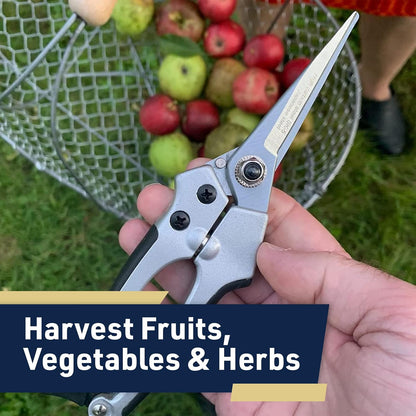 Bypass Pruning Shears for Gardening - 8” Heavy Duty Garden Shears - Spring-Loaded Snap Catch and Ergonomic Grips - Ultra Sharp Rust Resistant Trimming Scissors - Gardening Tools