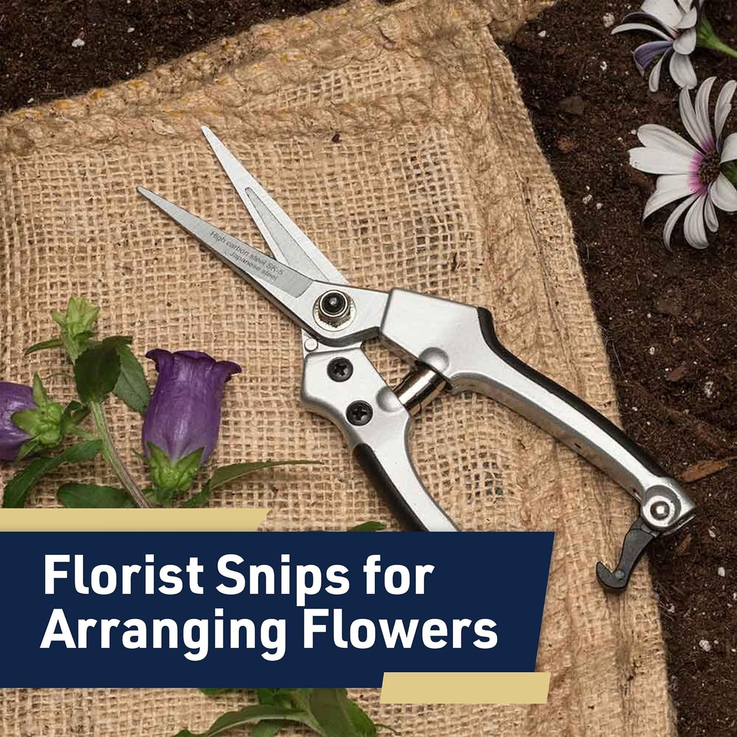 Bypass Pruning Shears for Gardening - 8” Heavy Duty Garden Shears - Spring-Loaded Snap Catch and Ergonomic Grips - Ultra Sharp Rust Resistant Trimming Scissors - Gardening Tools