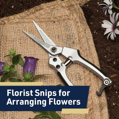 Bypass Pruning Shears for Gardening - 8” Heavy Duty Garden Shears - Spring-Loaded Snap Catch and Ergonomic Grips - Ultra Sharp Rust Resistant Trimming Scissors - Gardening Tools