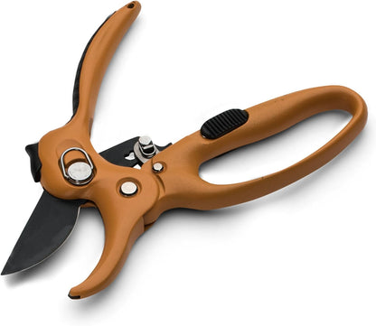 Bypass Pruning Shears for Gardening - 8” Heavy Duty Garden Shears - Spring-Loaded Snap Catch and Ergonomic Grips - Ultra Sharp Rust Resistant Trimming Scissors - Gardening Tools