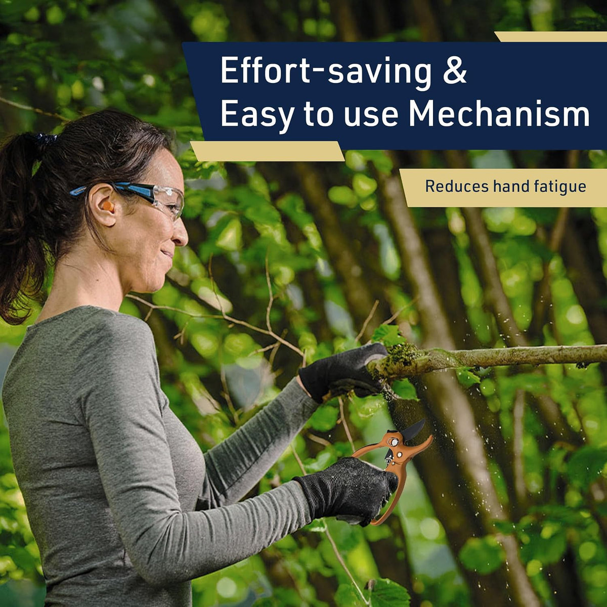 Bypass Pruning Shears for Gardening - 8” Heavy Duty Garden Shears - Spring-Loaded Snap Catch and Ergonomic Grips - Ultra Sharp Rust Resistant Trimming Scissors - Gardening Tools