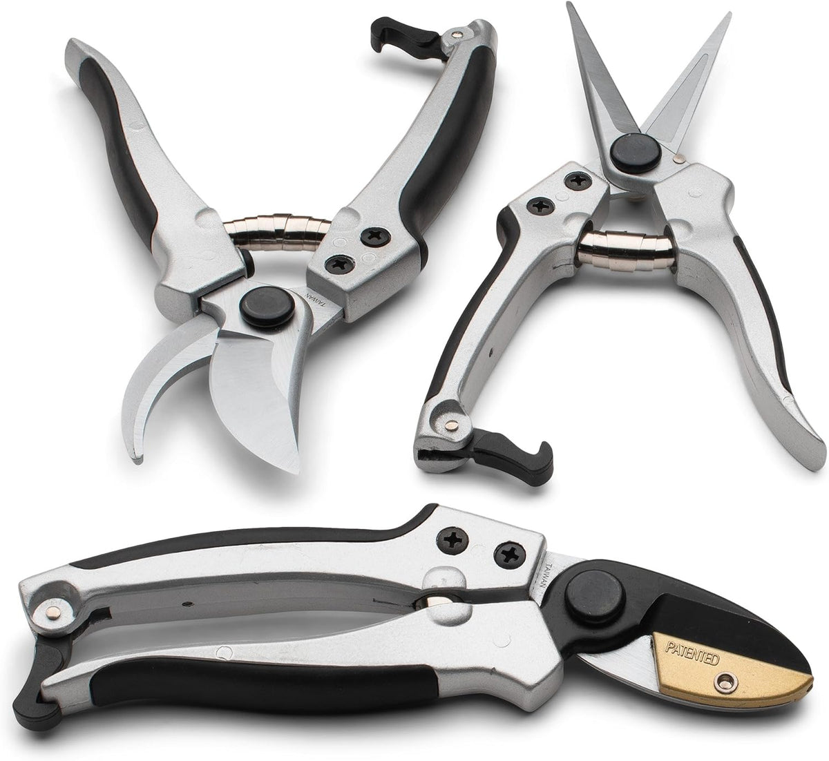Bypass Pruning Shears for Gardening - 8” Heavy Duty Garden Shears - Spring-Loaded Snap Catch and Ergonomic Grips - Ultra Sharp Rust Resistant Trimming Scissors - Gardening Tools