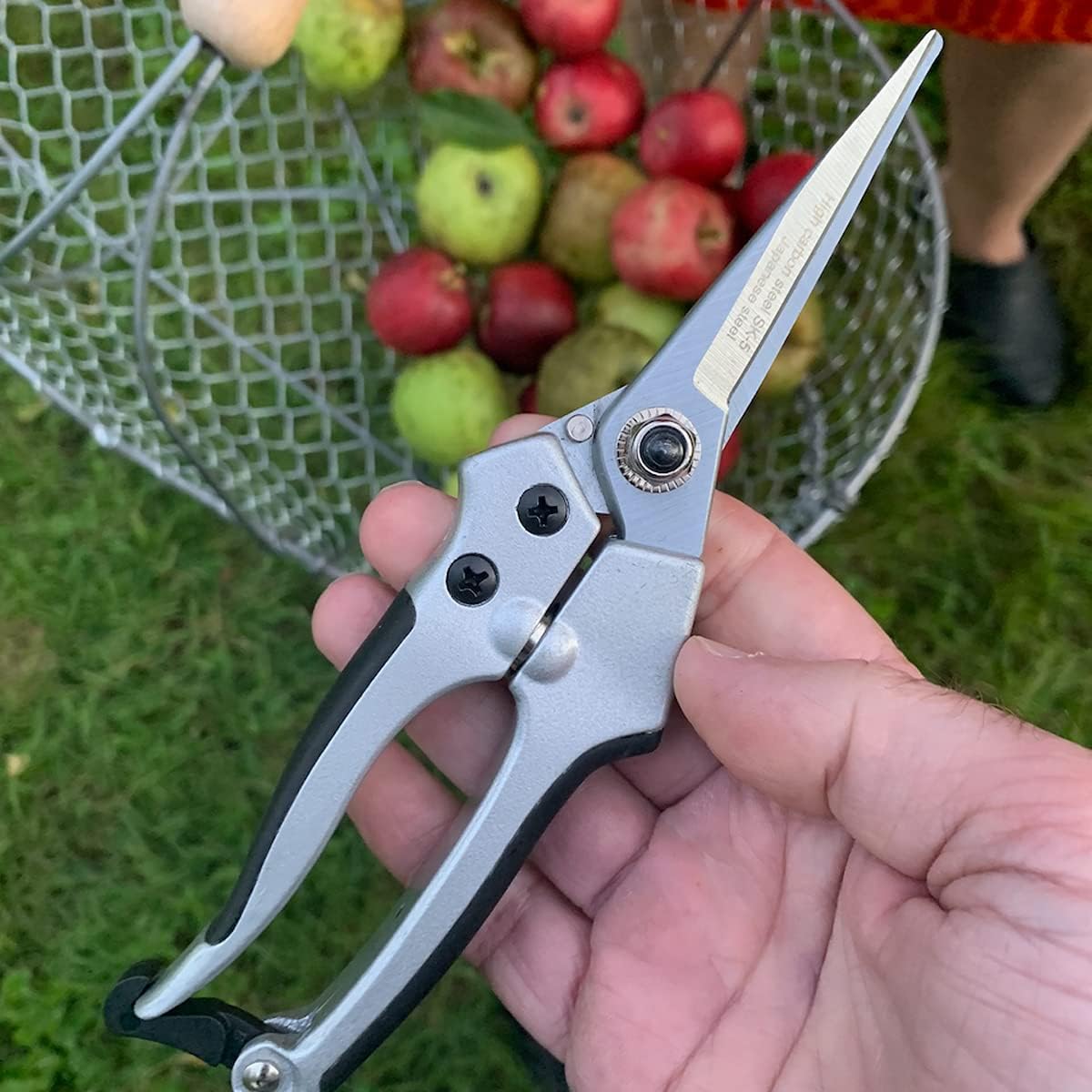 Bypass Pruning Shears for Gardening - 8” Heavy Duty Garden Shears - Spring-Loaded Snap Catch and Ergonomic Grips - Ultra Sharp Rust Resistant Trimming Scissors - Gardening Tools