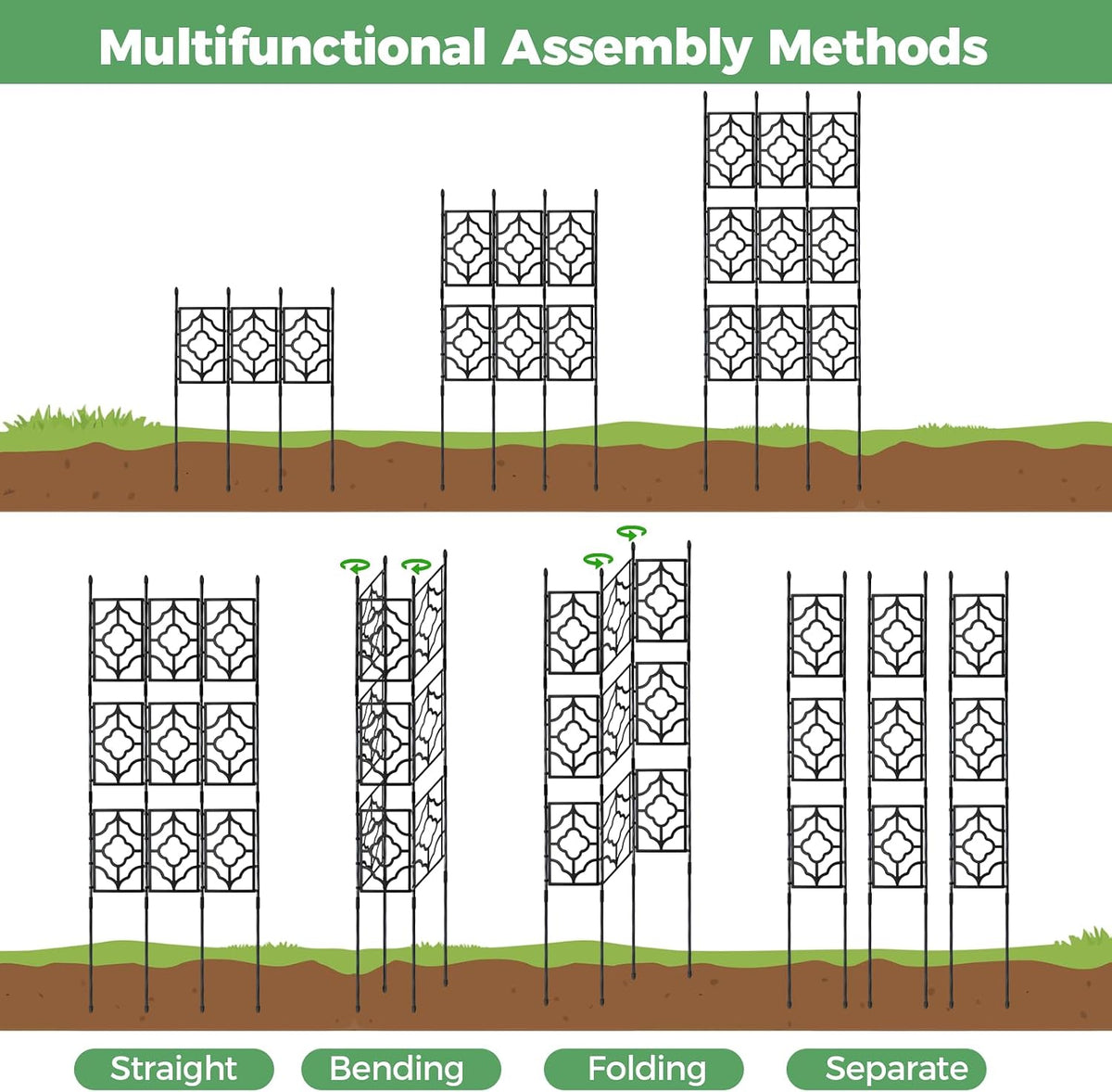 5.25FT Garden Trellis for Climbing Plants, Wall Trellis, 63 Inch Support Fence Climbing Plant Frame Outdoor and Indoor, Privacy Screen Plant Support Fence for Ivy Vines Vegetable Flower
