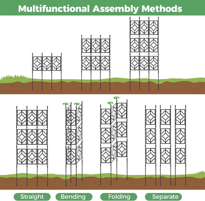 5.25FT Garden Trellis for Climbing Plants, Wall Trellis, 63 Inch Support Fence Climbing Plant Frame Outdoor and Indoor, Privacy Screen Plant Support Fence for Ivy Vines Vegetable Flower