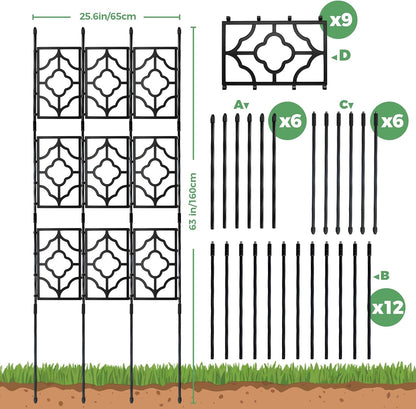 5.25FT Garden Trellis for Climbing Plants, Wall Trellis, 63 Inch Support Fence Climbing Plant Frame Outdoor and Indoor, Privacy Screen Plant Support Fence for Ivy Vines Vegetable Flower