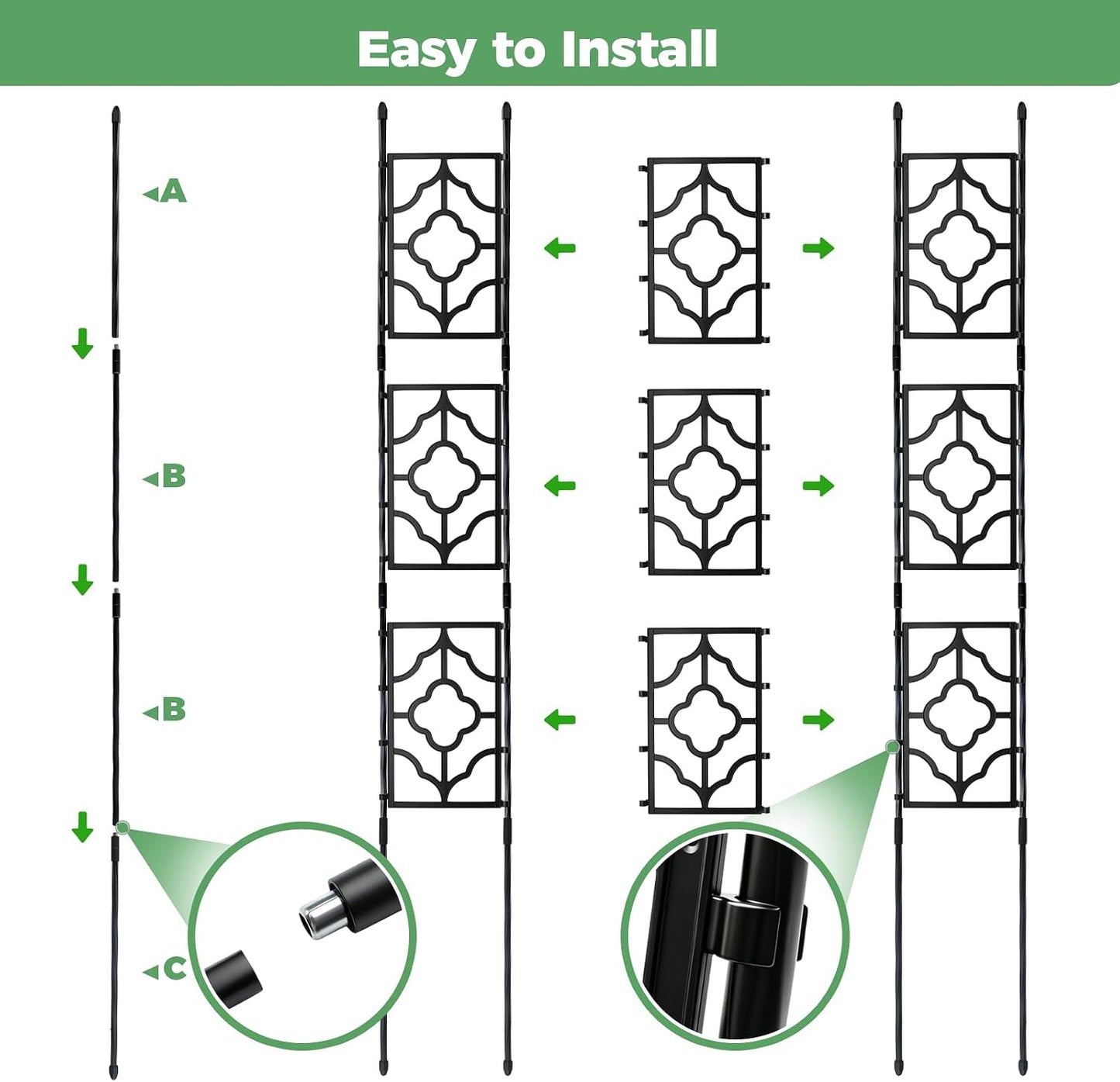 5.25FT Garden Trellis for Climbing Plants, Wall Trellis, 63 Inch Support Fence Climbing Plant Frame Outdoor and Indoor, Privacy Screen Plant Support Fence for Ivy Vines Vegetable Flower