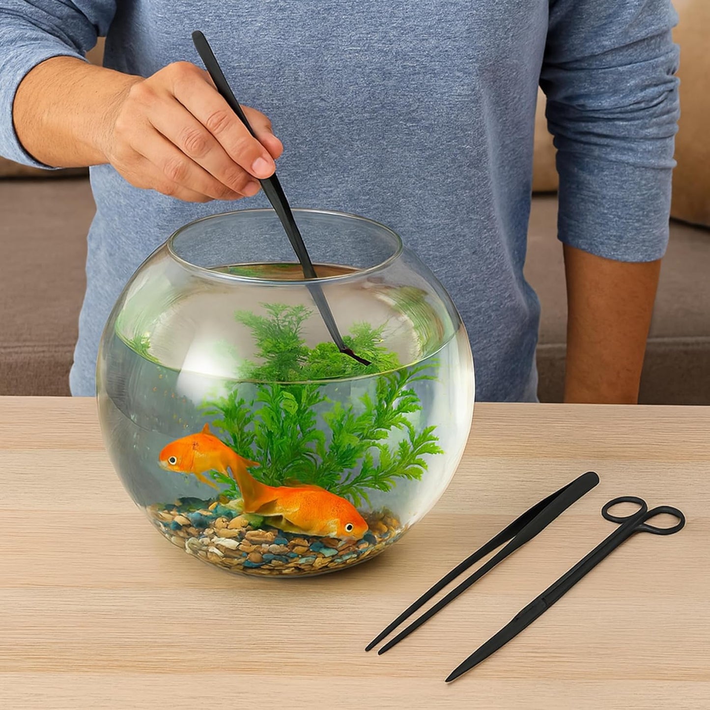Stainless Steel 12" Curved Aquarium Scissors for Fish Tanks