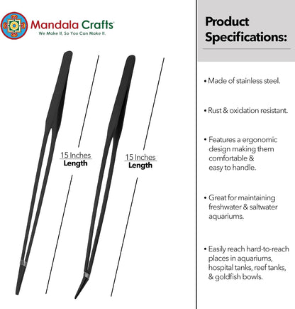 Stainless Steel 12" Curved Aquarium Scissors for Fish Tanks