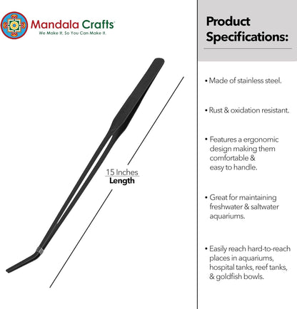 Stainless Steel 12" Curved Aquarium Scissors for Fish Tanks
