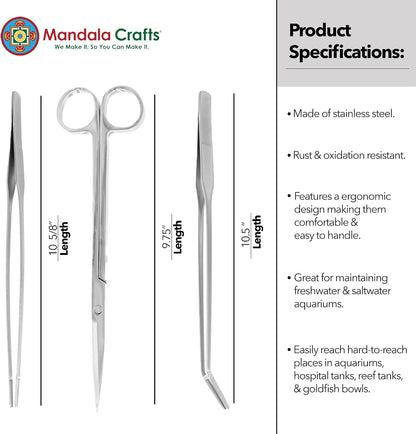 Stainless Steel 12" Curved Aquarium Scissors for Fish Tanks