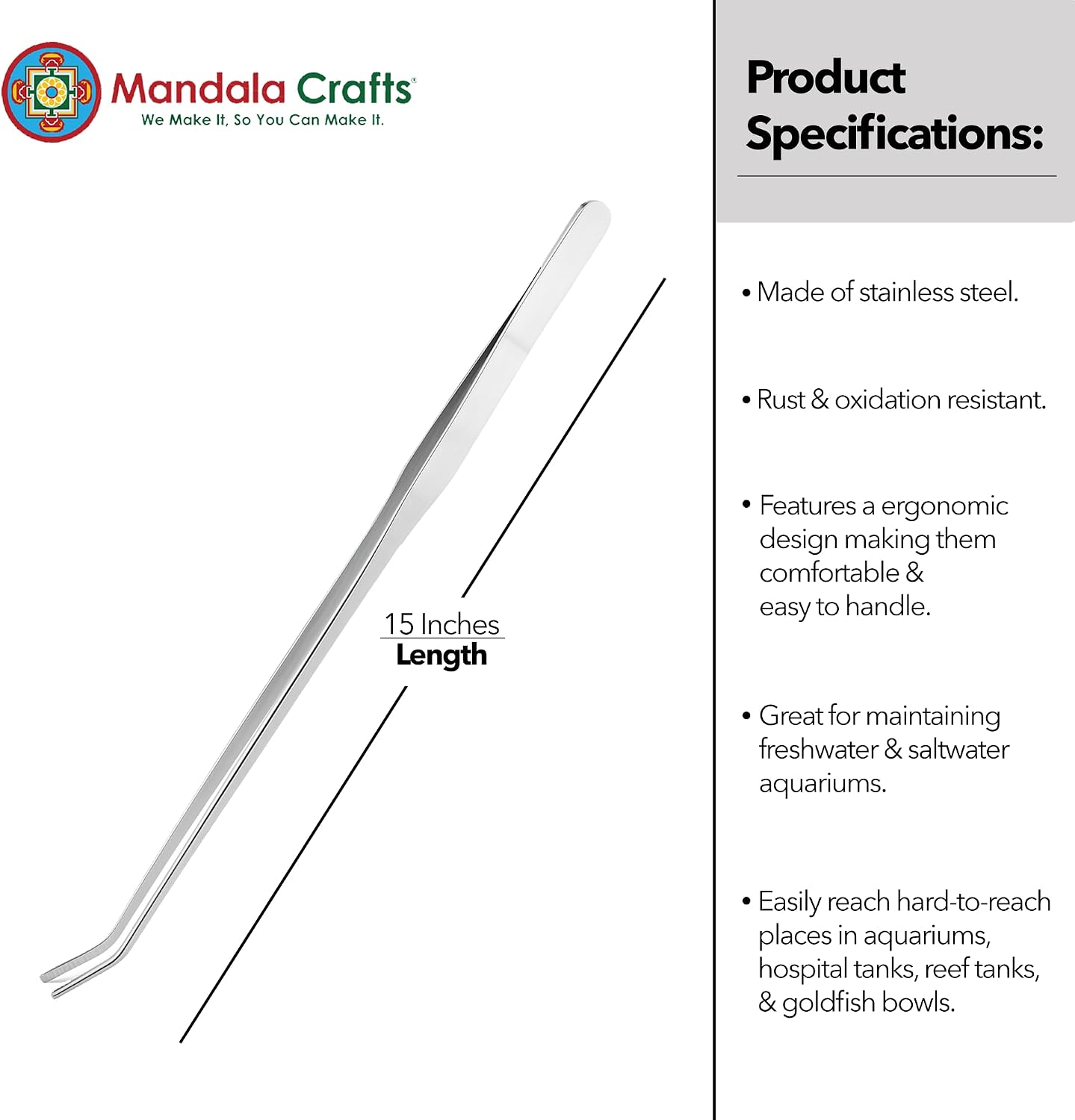 Stainless Steel 12" Curved Aquarium Scissors for Fish Tanks