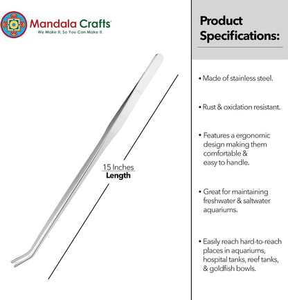 Stainless Steel 12" Curved Aquarium Scissors for Fish Tanks