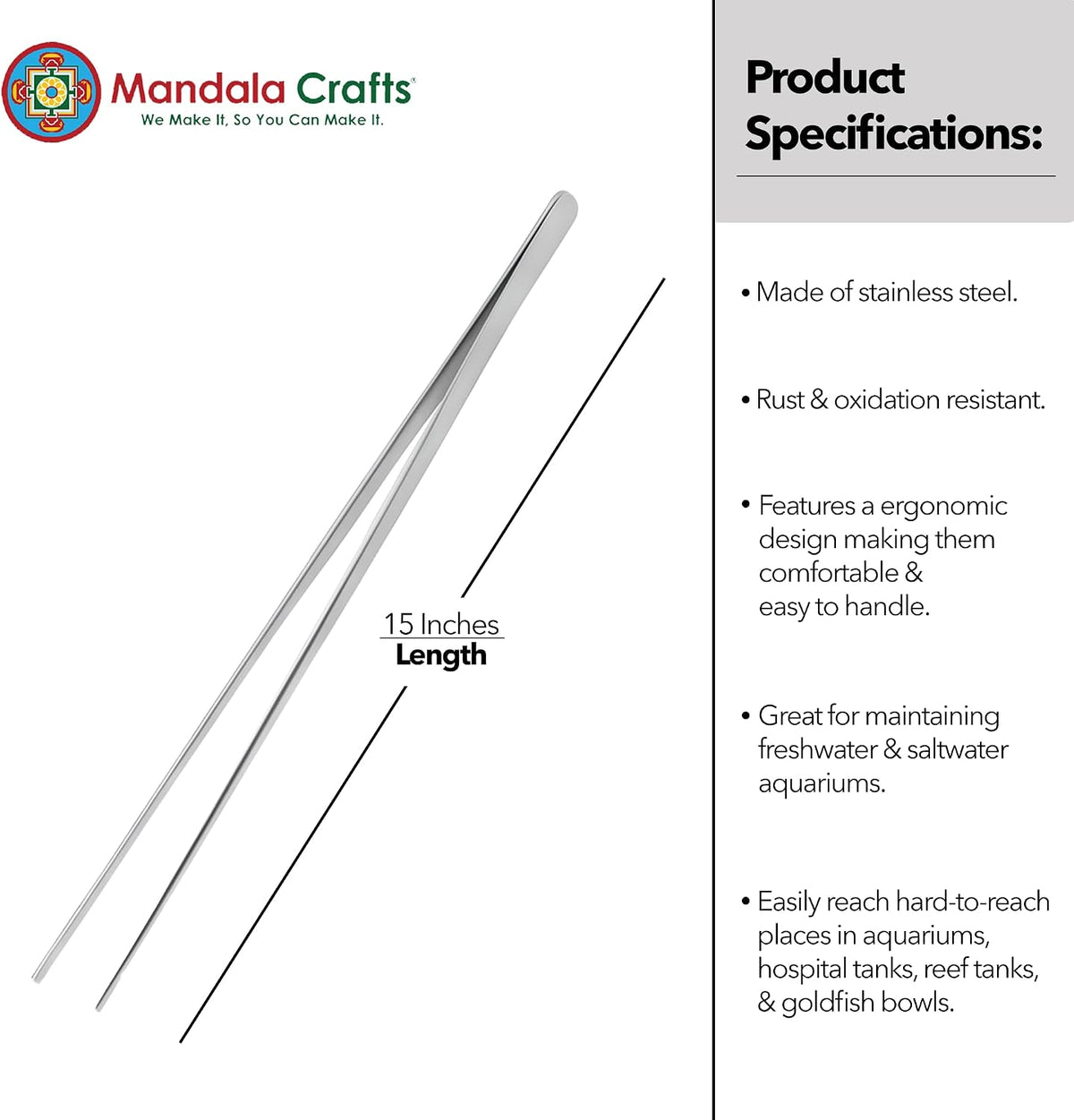 Stainless Steel 12" Curved Aquarium Scissors for Fish Tanks