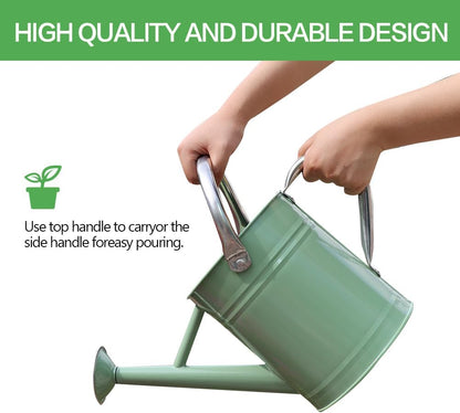 Metal Watering Can 1 Gallon for Outdoor Garden Plants, Green