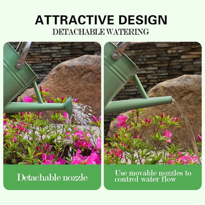 Metal Watering Can 1 Gallon for Outdoor Garden Plants, Green