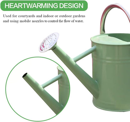 Metal Watering Can 1 Gallon for Outdoor Garden Plants, Green