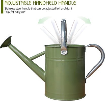 Metal Watering Can 1 Gallon for Outdoor Garden Plants, Green