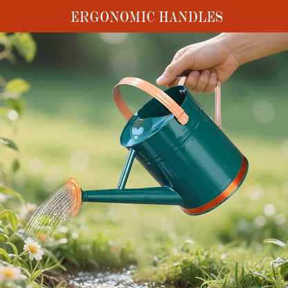 Metal Watering Can 1 Gallon for Outdoor Garden Plants, Green