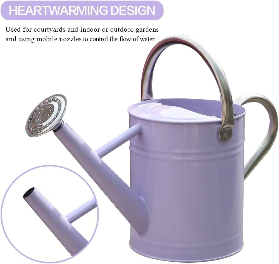 Metal Watering Can 1 Gallon for Outdoor Garden Plants, Green