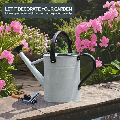 Metal Watering Can 1 Gallon for Outdoor Garden Plants, Green
