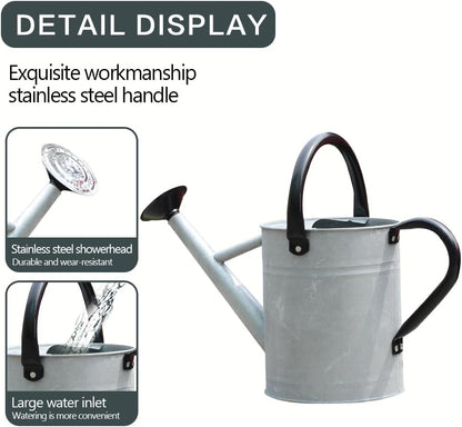 Metal Watering Can 1 Gallon for Outdoor Garden Plants, Green