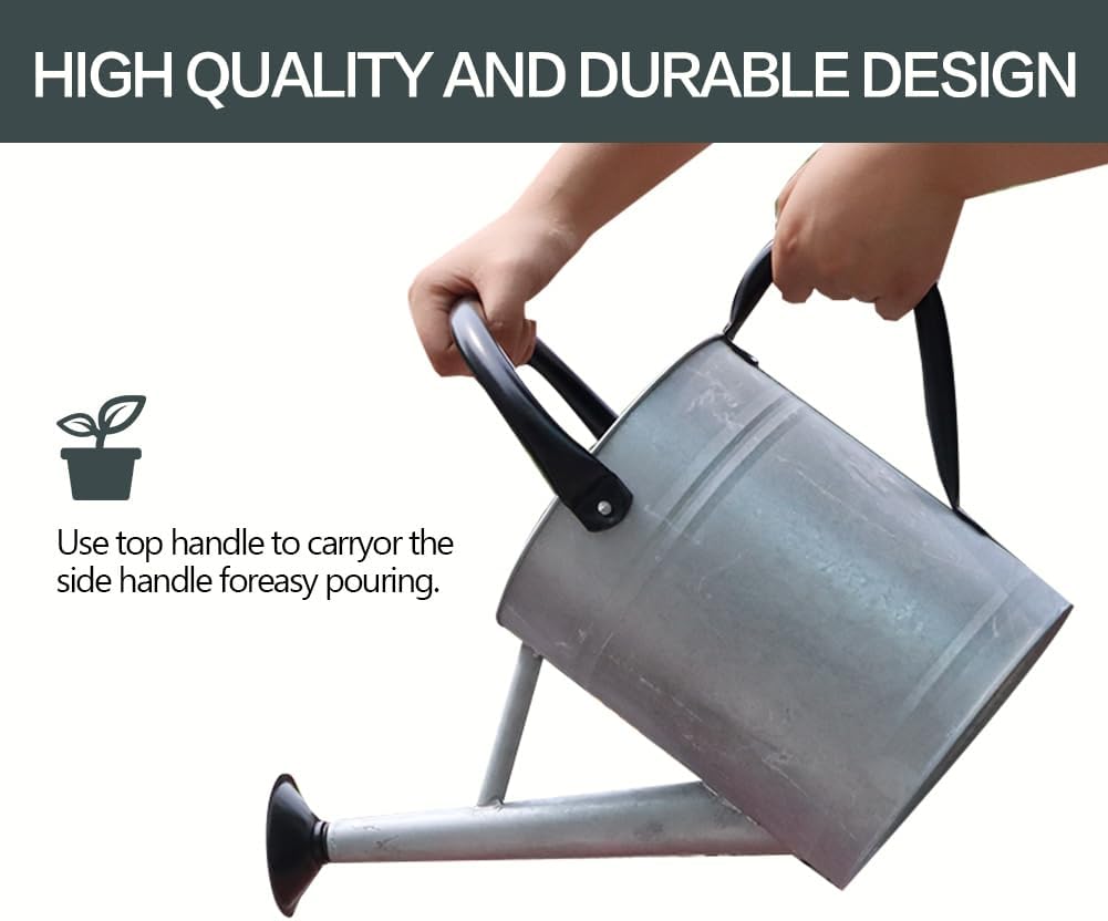 Metal Watering Can 1 Gallon for Outdoor Garden Plants, Green