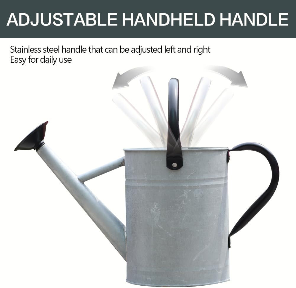 Metal Watering Can 1 Gallon for Outdoor Garden Plants, Green
