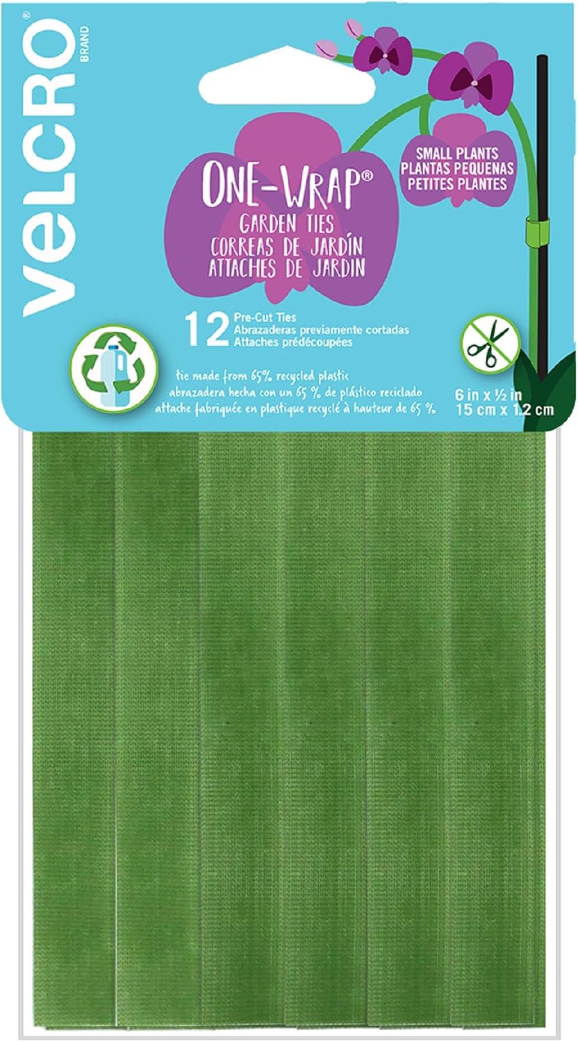 VEL-30071-USA ONE-WRAP Garden Ties | Plant Supports for Effective Growing | Strong Grips are Reusable and Adjustable | Cut-to-Length, 50 ft x 1/2 in, Green-Recycled Plastic