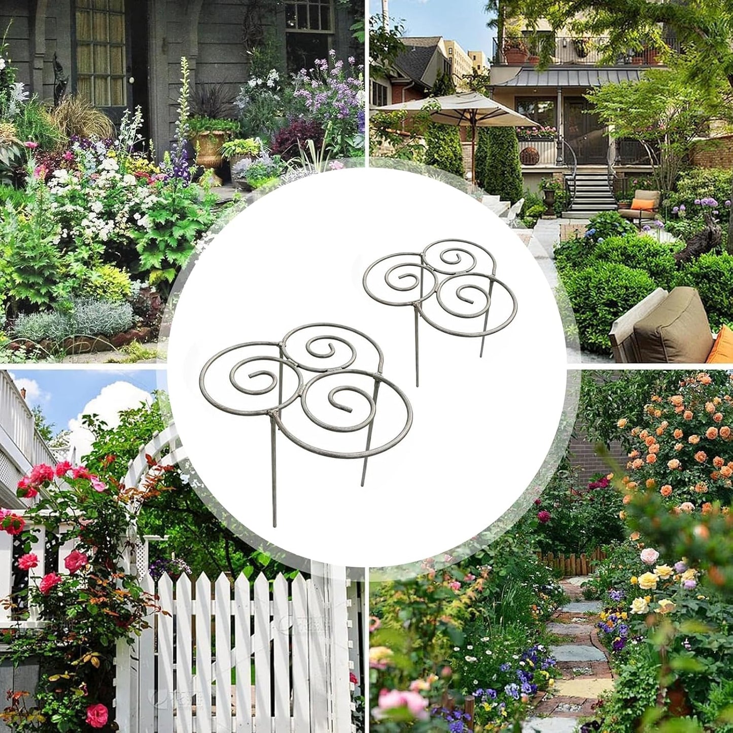 2pcs Heavy Duty Metal Plant Support Ring for Garden, Peony Cage Stand, Decorative Peony Cages and Flower Stakes, Grow-Through Peony Cages Ring Supports for Upright Growth and Protection