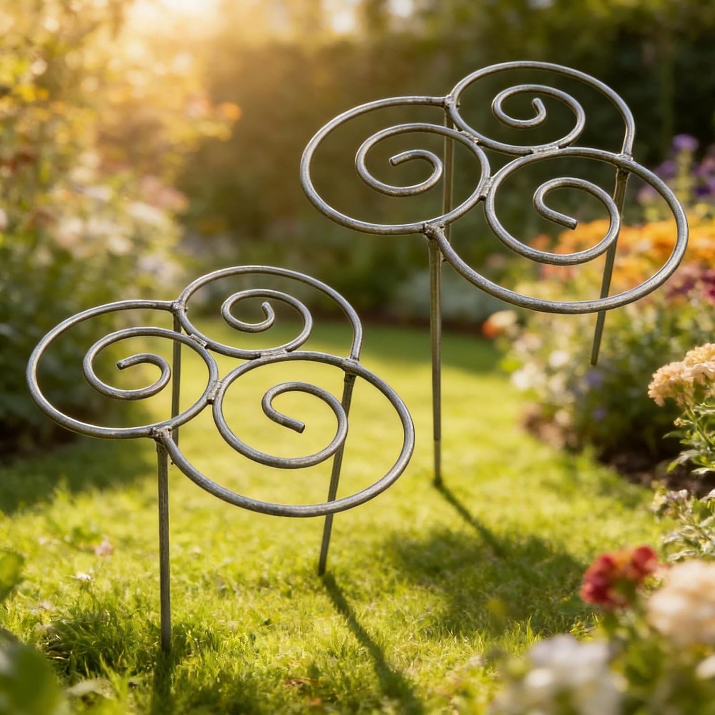 2pcs Heavy Duty Metal Plant Support Ring for Garden, Peony Cage Stand, Decorative Peony Cages and Flower Stakes, Grow-Through Peony Cages Ring Supports for Upright Growth and Protection