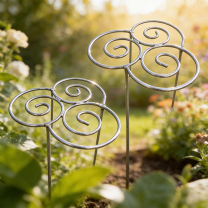 2pcs Heavy Duty Metal Plant Support Ring for Garden, Peony Cage Stand, Decorative Peony Cages and Flower Stakes, Grow-Through Peony Cages Ring Supports for Upright Growth and Protection