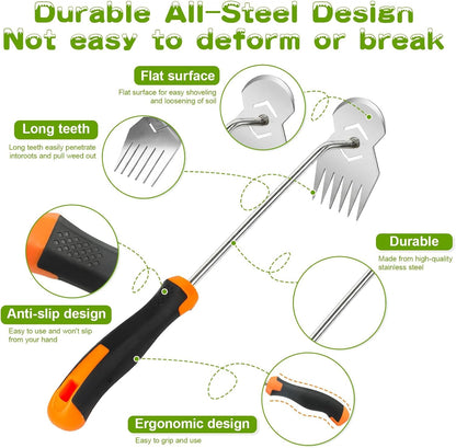 Garden Tools,Weeder Tool,Portable Weeding Tool,Garden weed pulling tool,Adopt Anti Slip Handle,Conforms to Ergonomic Curves,Weed puller tool Suitable for Farm Planting,Gardening(Black Orange Handle)